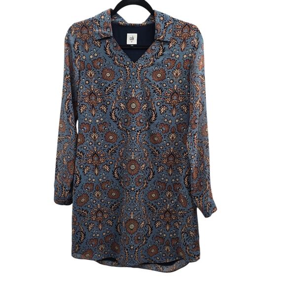 Cabi Dress Womens XS Blue Floral Provincial Long Sleeve Cottagecore Earthy Work - Picture 3 of 8